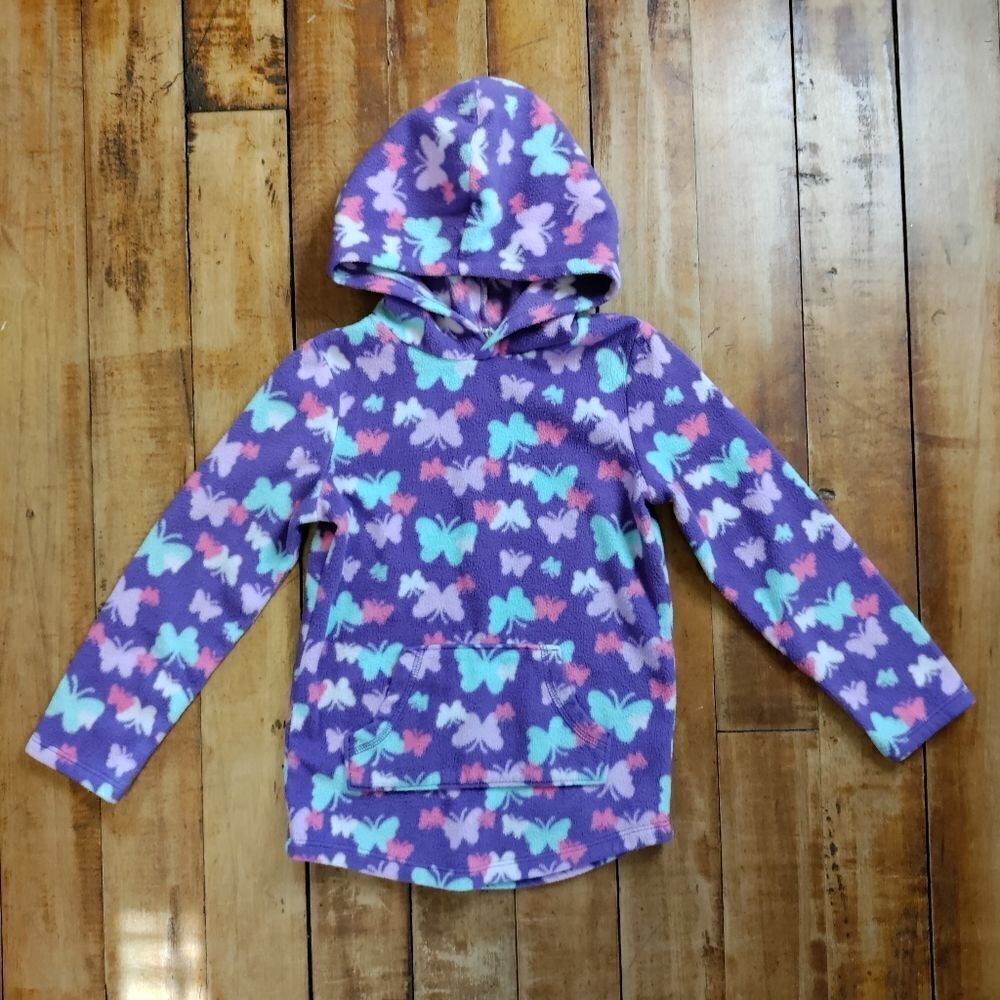 Jumping beans Fleece Size 5 hooded pullover hoodie purple butterfly